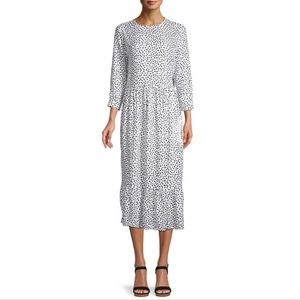 White and black polka dot midi. Time and tru, size XL